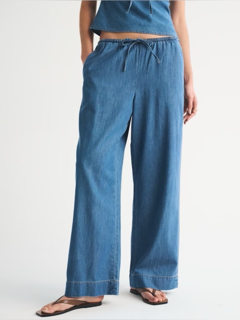 Abercrombie & Fitch Gemma Chambray Wide Leg Pull-On Pant